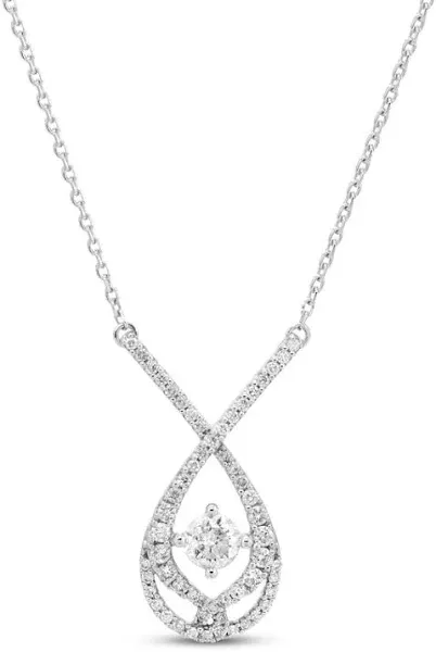10K White Gold 1/2 Ct tw Round-Cut Diamond Necklace