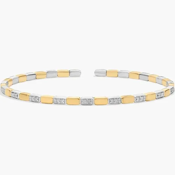 Blue Nile 1/5 ct. tw. Alternating Diamond and Rectangle Flex Bangle Bracelet, 14k White and