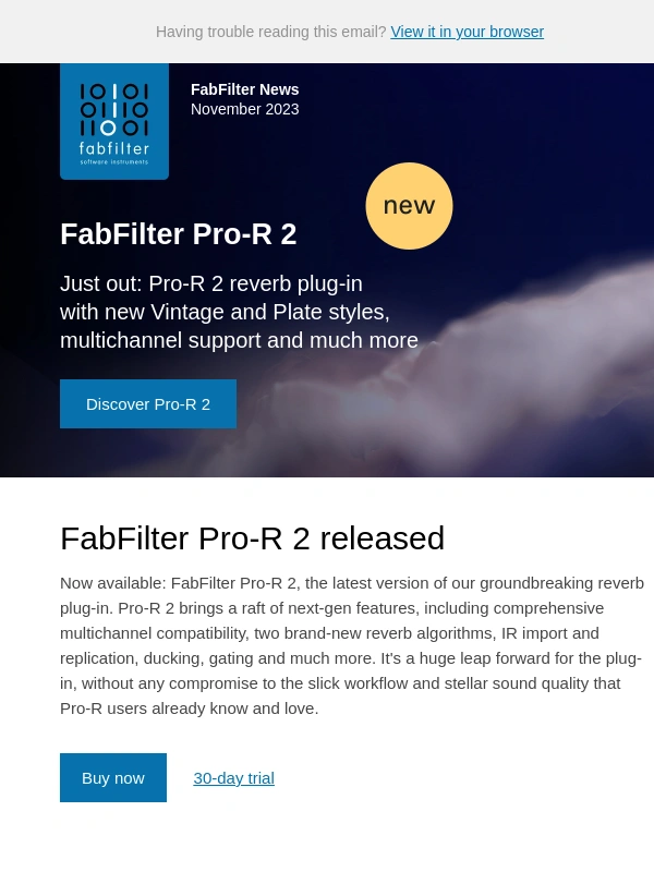 Fabfilter - Out now: FabFilter Pro-R 2 reverb