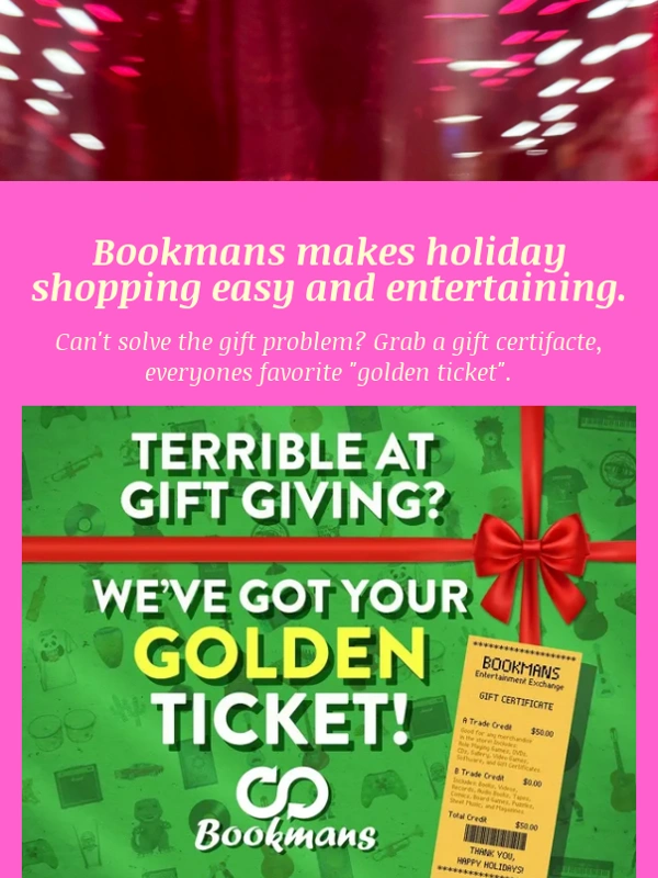 Bookmans - Join Bookmans this holiday season for great gifts,in store fun and more