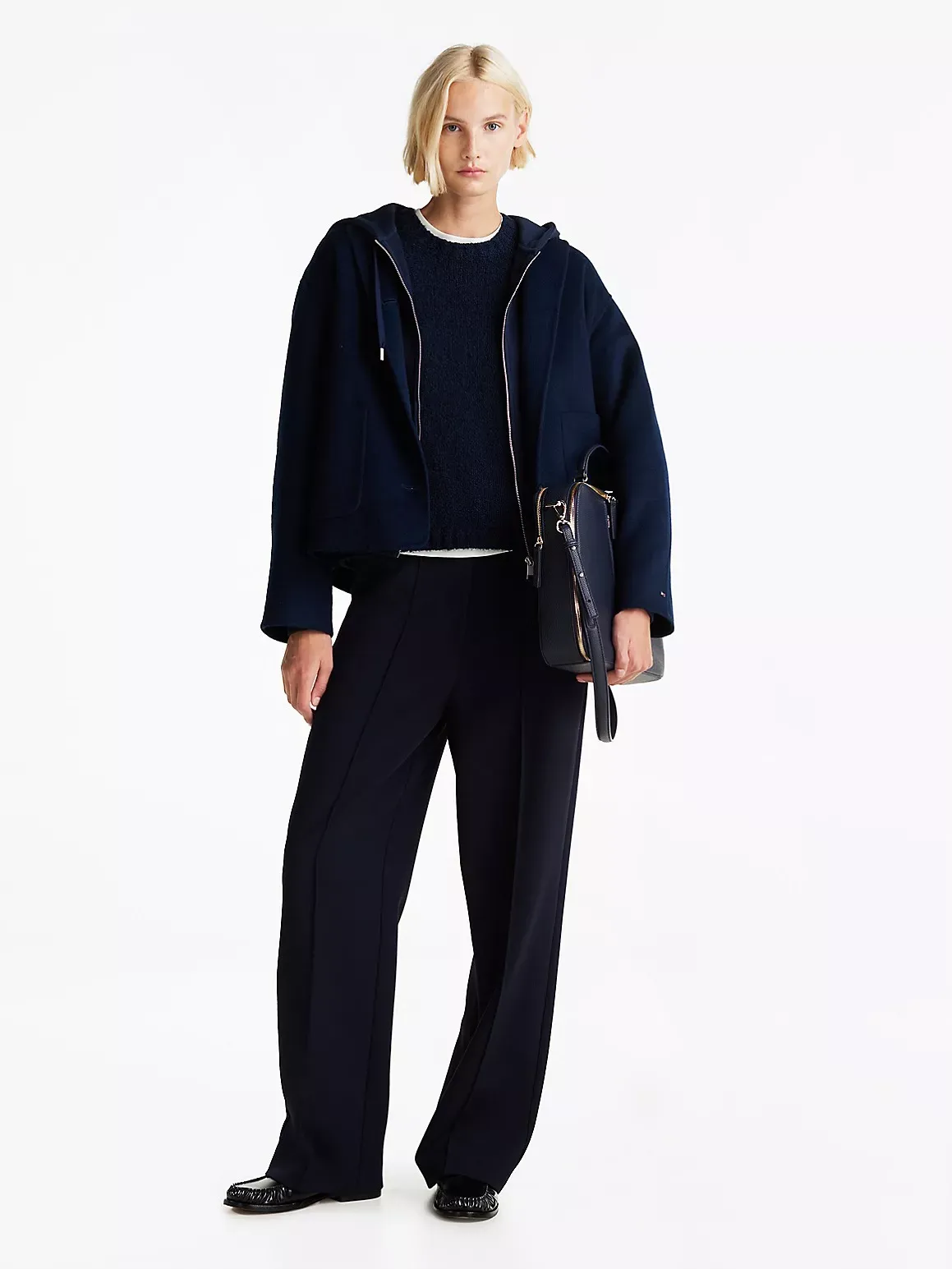Tommy Hilfiger Women's Double-Knit Relaxed Straight-Leg Pant - Navy - 2