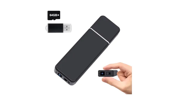 CENGFERDER 1080P Mini Video Camera, 64GB Portable Loop Nanny Recorder Camera with Motion Detection for Home Security