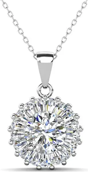 Cate & Chloe 18K White Gold Plated Crystal Pendant Necklace