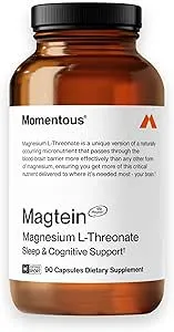 Momentous Magtein® Magnesium L-Threonate 145 mg - Magnesium Threonate Supplement for Cognitive Function & Rest Support - 30 Servings - Package May Vary