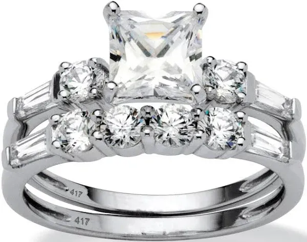 Women's Palmbeach Jewelry 2 Piece Princess Cut Cubic Zirconia Bridal Ring Set 2.52 TCW in 10k