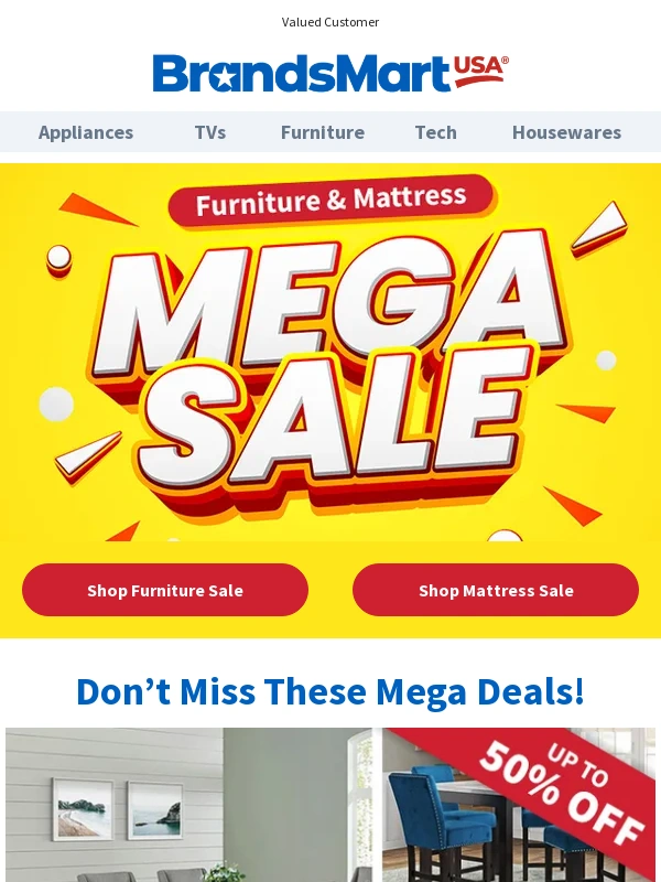 BrandsMart USA - Furniture & Mattress Mega Sale Starts Now