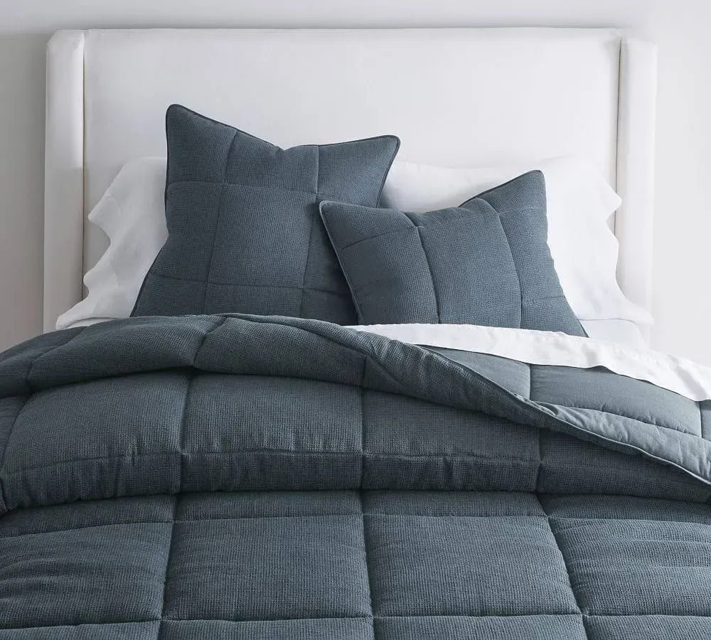 European Flax Linen Waffle Comforter