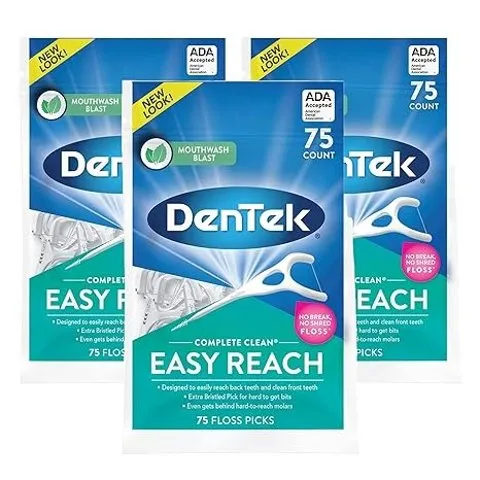 DenTek , Complete Clean Floss Picks 75 Floss Picks Pack of 3, 225 Count
