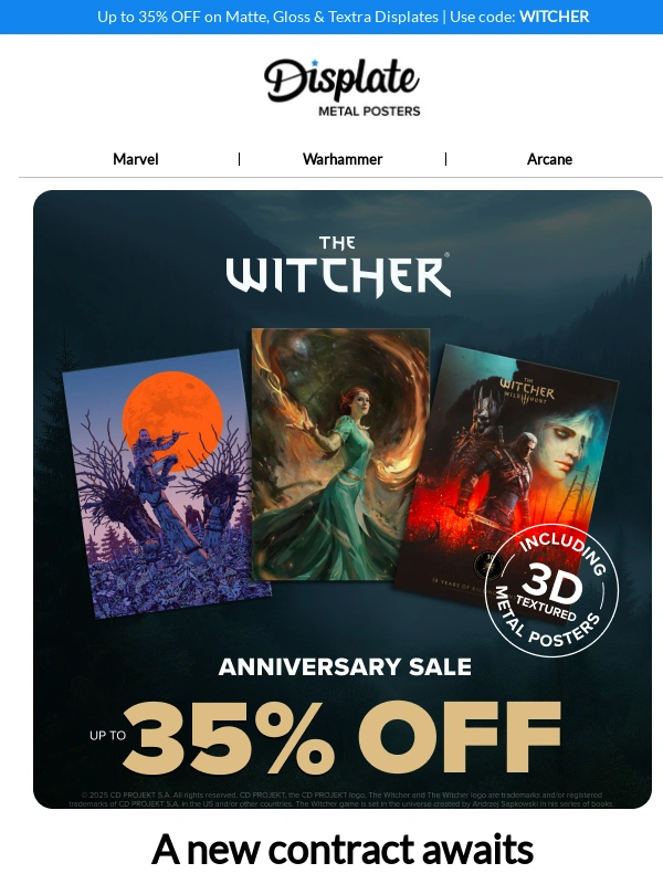 Displate - ? 10 years of The Witcher 3: new collection