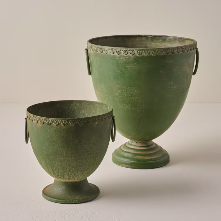 Green Aged Urn Planter