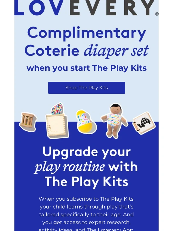 Lovevery - Complimentary Coterie diapers with The Play Kits