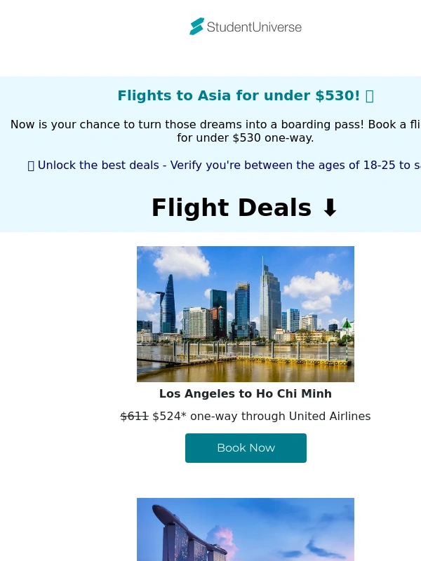 Student Universe - Flights to Asia for under $530! ✈️