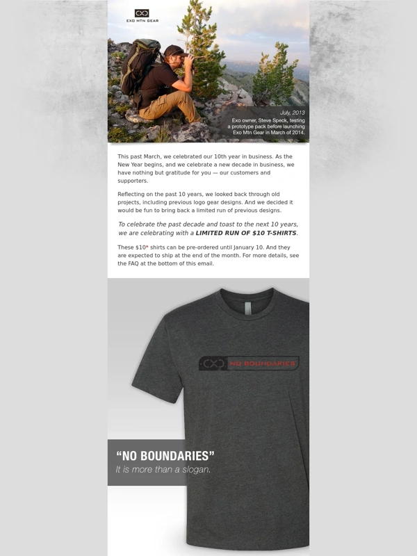 Exo Mtn Gear - Old Designs in the New Year — $10 Shirts to Celebrate 10 Years
