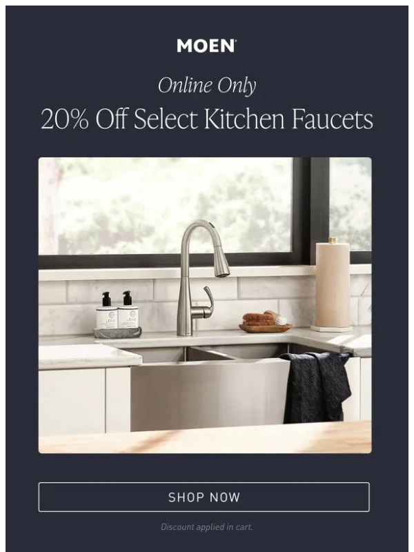 Moen - 20% Off a New Faucet for the New Year