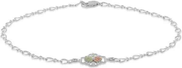 Black Hills Sterling Silver Double Leaf Ankle Bracelet