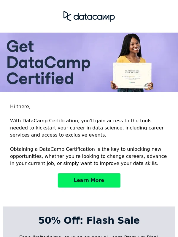 DataCamp - Get certified—take your career to the next level!
