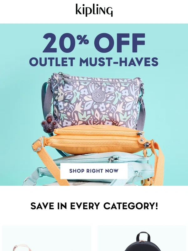 Kipling - 20% Off These Pretty Outlet Bags!