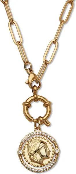PalmBeach Jewelry Crystal Coin Pendant Necklace