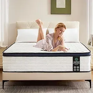 Queen Mattress 14 Inch Queen Size Mattresses - Memory Foam & Pocket Coils Springs, Pressure Relief, Medium Firm Comfort, Motion Isolation, Ideal for All Sleep Positions, CertiPUR-US Certified