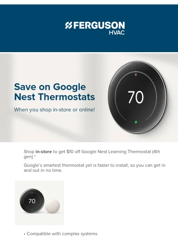 Ferguson - Save on Google Nest Thermostats