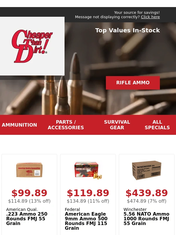 Cheaper Than Dirt - Don't Miss Our End of May Specials