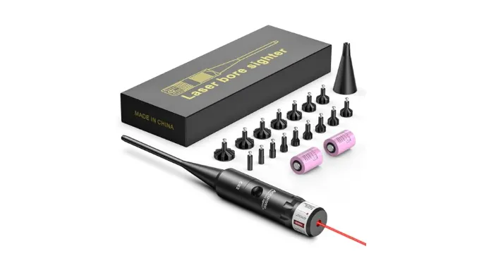 EZshoot Bore Sight Laser Kit Bright Red Laser BoreSighter with Big Button Switch for .17 to 12GA Caliber