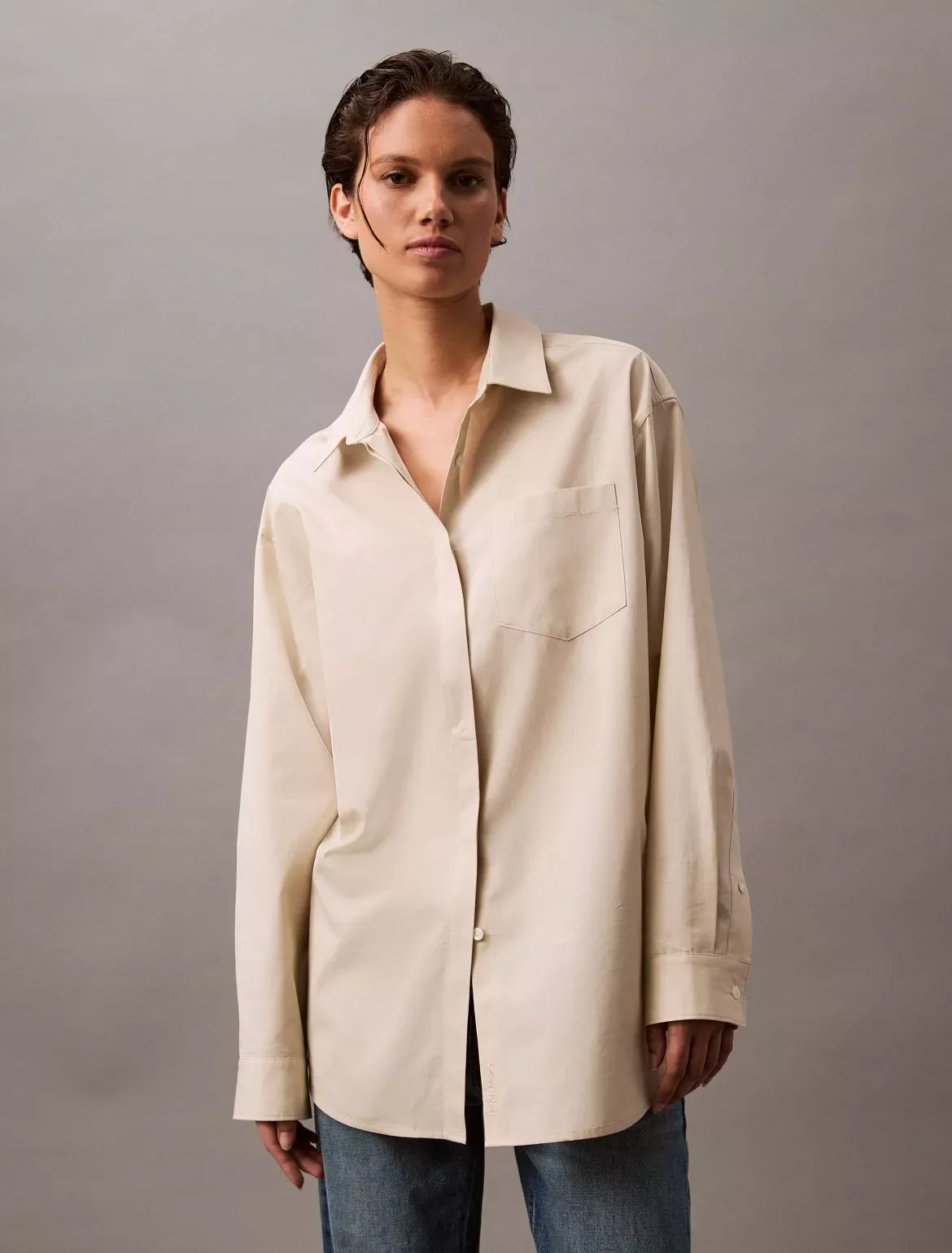 Calvin Klein Women's Pocket Cotton Button-Down Shirt - White - XS