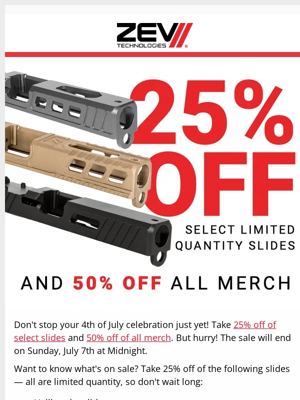 ZEV Technologies - Slides & Merch ON SALE!