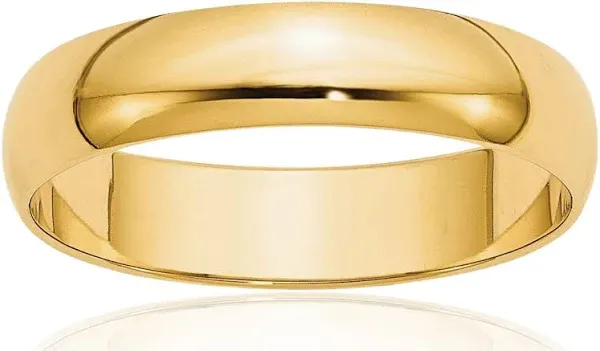 10K Solid Gold Half Round Plain Classic Wedding Band Ring