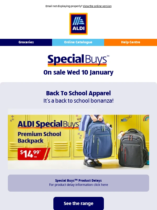 ALDI Liquor - On sale Wed 10 Jan - Back To School Essentials