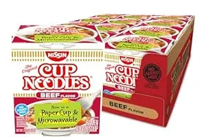 12-Pack 2.25-Oz Nissin Cup Noodles Ramen Noodle Soup (Beef) $4.22 w/ S&S + Free Shipping w/ Prime or on orders over $35