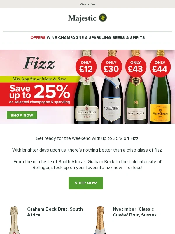 Majestic Wine - Kick off your weekend with up to 25% off Fizz! ?