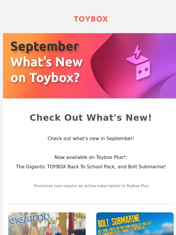 Toybox - Check Out What's New on Toybox in September