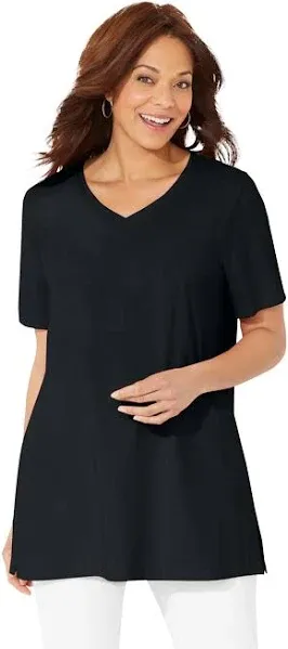 Plus Size Women's Easy Fit Short Sleeve V-Neck Tee by Catherines