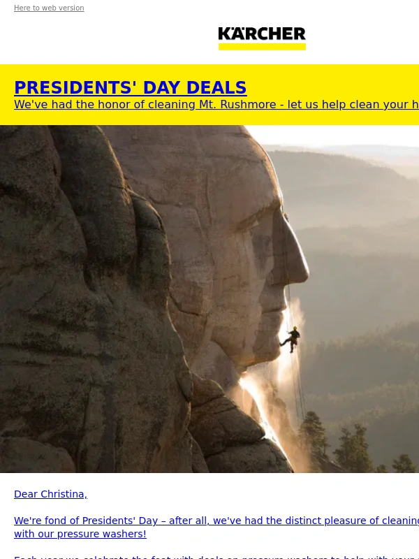 Karcher - ?? Enjoy Presidents' Day Savings!