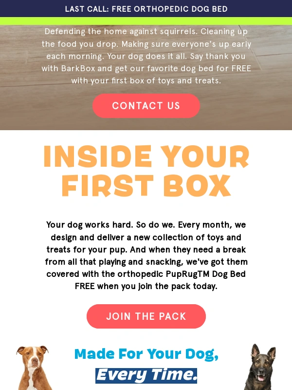 BarkBox - Extended 24hrs: Free Bed when you sign up today