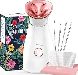 Colorfarm Facial Steamer Nano Ionic: Face Steamer Deep Cleaning Unclogs Pores - Humidifier Hot Mist Home Sauna Spa for Women Men Sinuses Moisturizing
