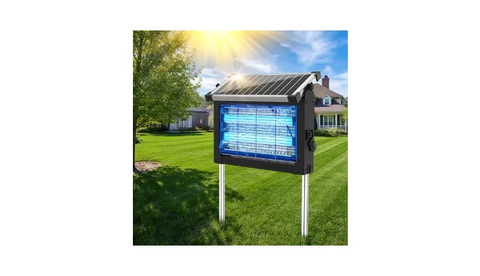 OnBeam Solar Bug Zapper Outdoor, Mosquito Zapper Waterproof Electric Fly Zapper Rechargeable Mosquito Killer Lamp with 10W Solar Panel, 4500V Cordless Fly Trap for Backyard, Patio, Garden, RV, Camping