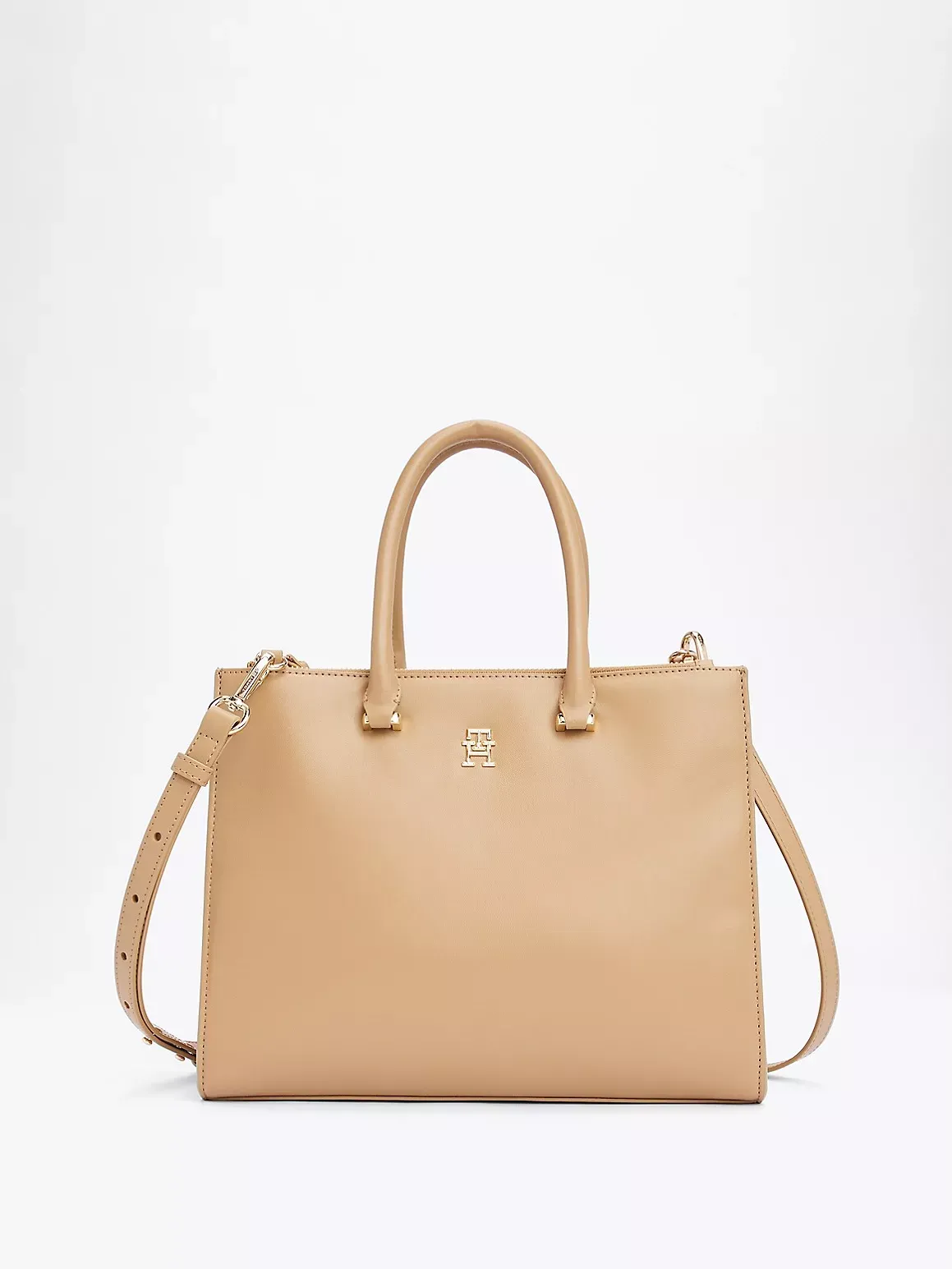 Tommy Hilfiger Women's Monogram Plaque Medium Tote - Beige