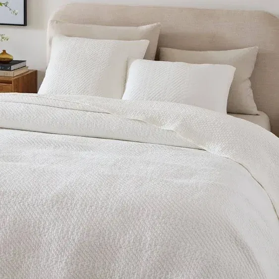Reflections Matelasse Standard Sham, White, West Elm