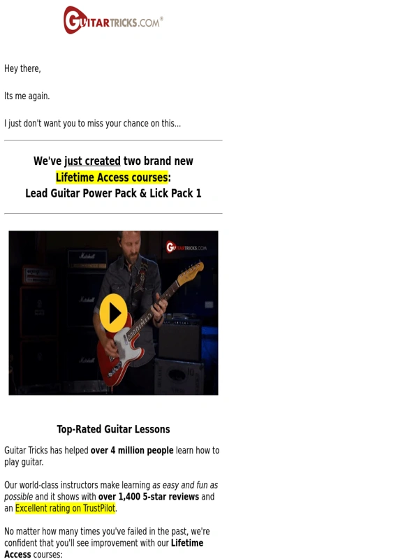Guitar Tricks - Treat yourself to lifetime access before this ends ?