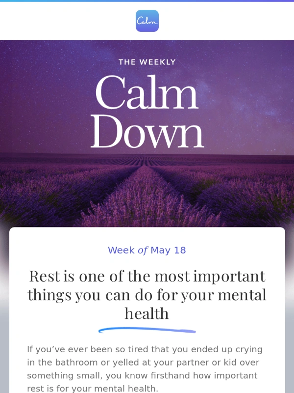 Calm - ? Rest is a necessity,not a luxury