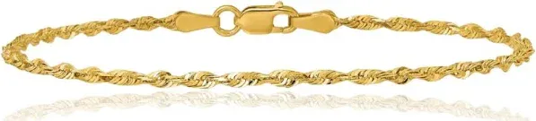 10K Solid Yellow Gold Rope Chain Bracelet