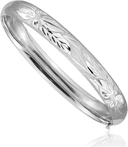 10K Solid Yellow Gold Florentine Bangle Bracelet