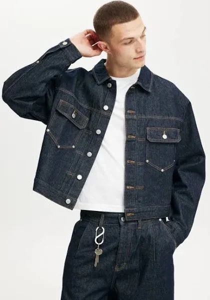 Cotton On denim worker jacket in shutter blue