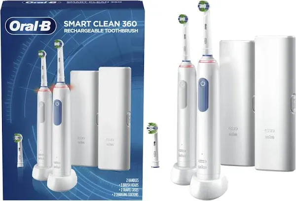 2-Pack Oral-B Smart Clean 360 Rechargeable Toothbrushes Braun