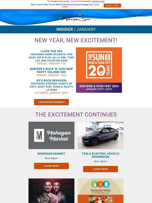 Mohegan Sun - Spotlight of January Events & Promotions at Mohegan Sun