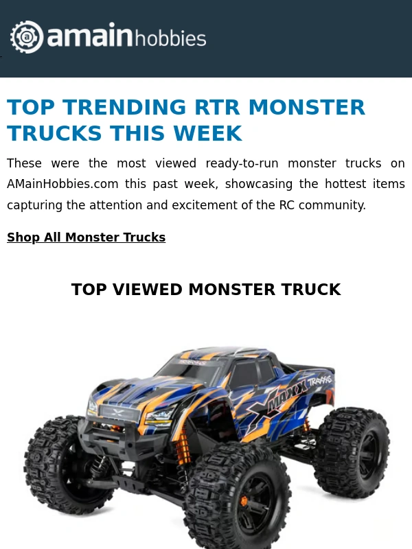 AMain Hobbies - See Trending Monster Trucks This Week!