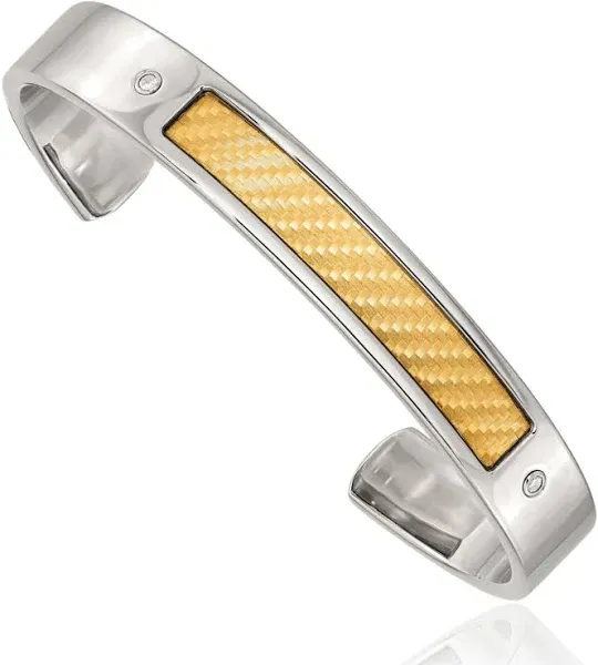 Stainless Steel Diamond Cuff Bracelet