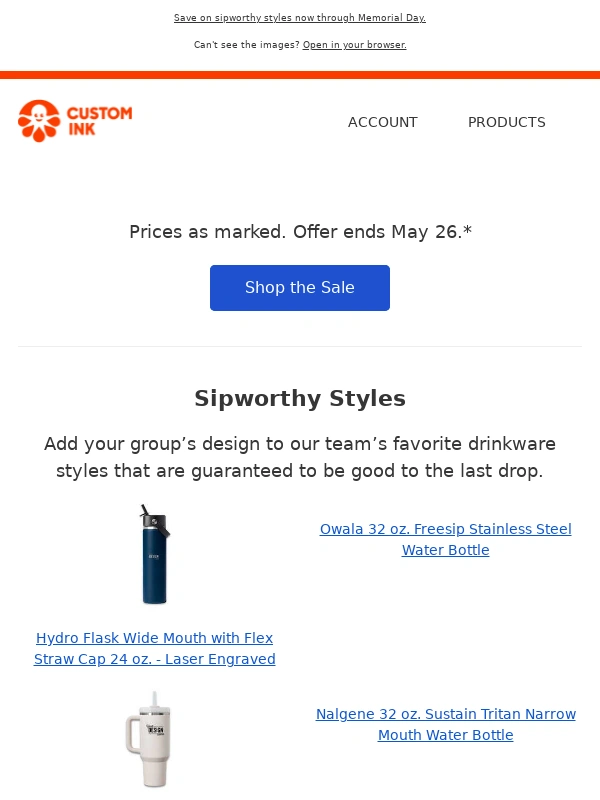Customink - 20% off custom drinkware for a limited time